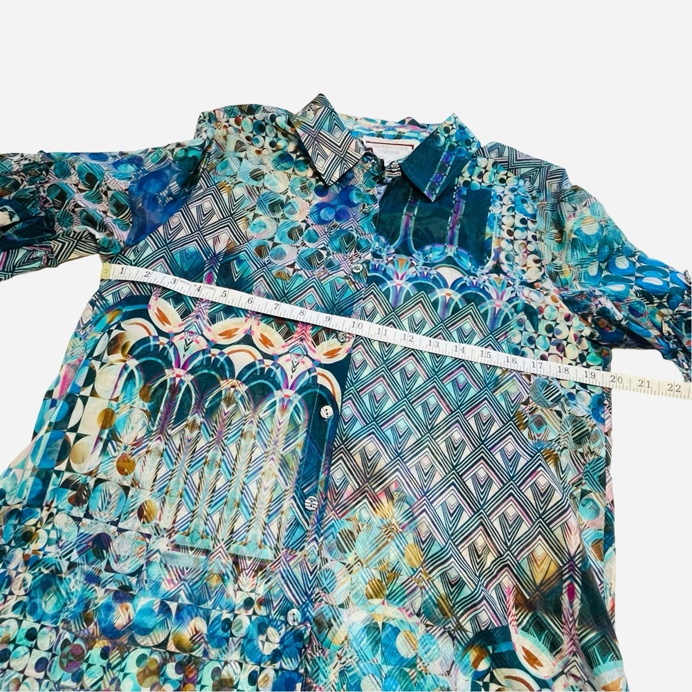 Johnny Was Button Down Boho Bell Sleeve Top - Picture 12 of 13